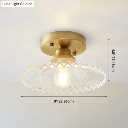 DecorBites™ Classic Glass Ceiling Light Fixture w/ Brass Lamp Holder for Corridors