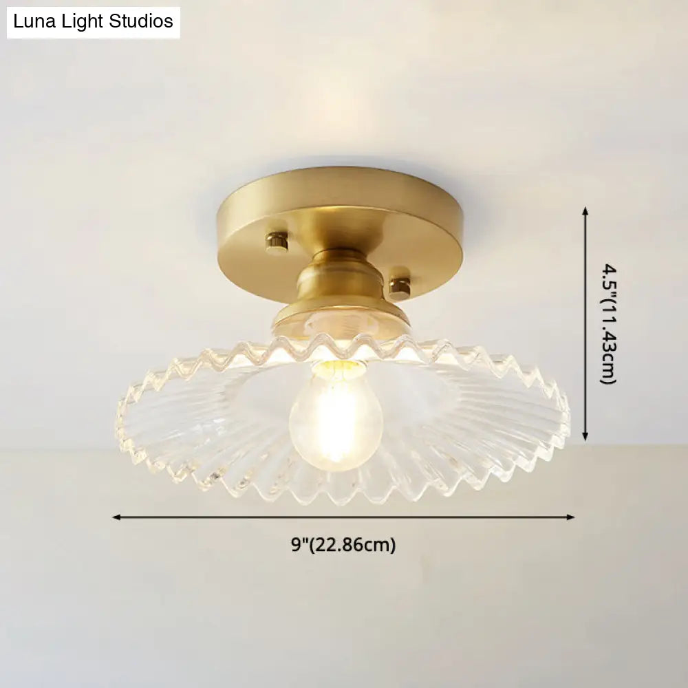 DecorBites™ Classic Glass Ceiling Light Fixture w/ Brass Lamp Holder for Corridors