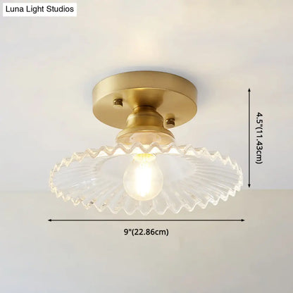 DecorBites™ Classic Glass Ceiling Light Fixture w/ Brass Lamp Holder for Corridors