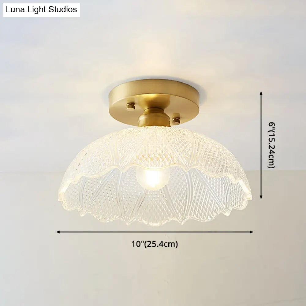 DecorBites™ Classic Glass Ceiling Light Fixture w/ Brass Lamp Holder for Corridors