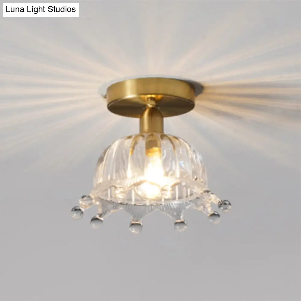 DecorBites™ Classic Glass Ceiling Light Fixture w/ Brass Lamp Holder for Corridors