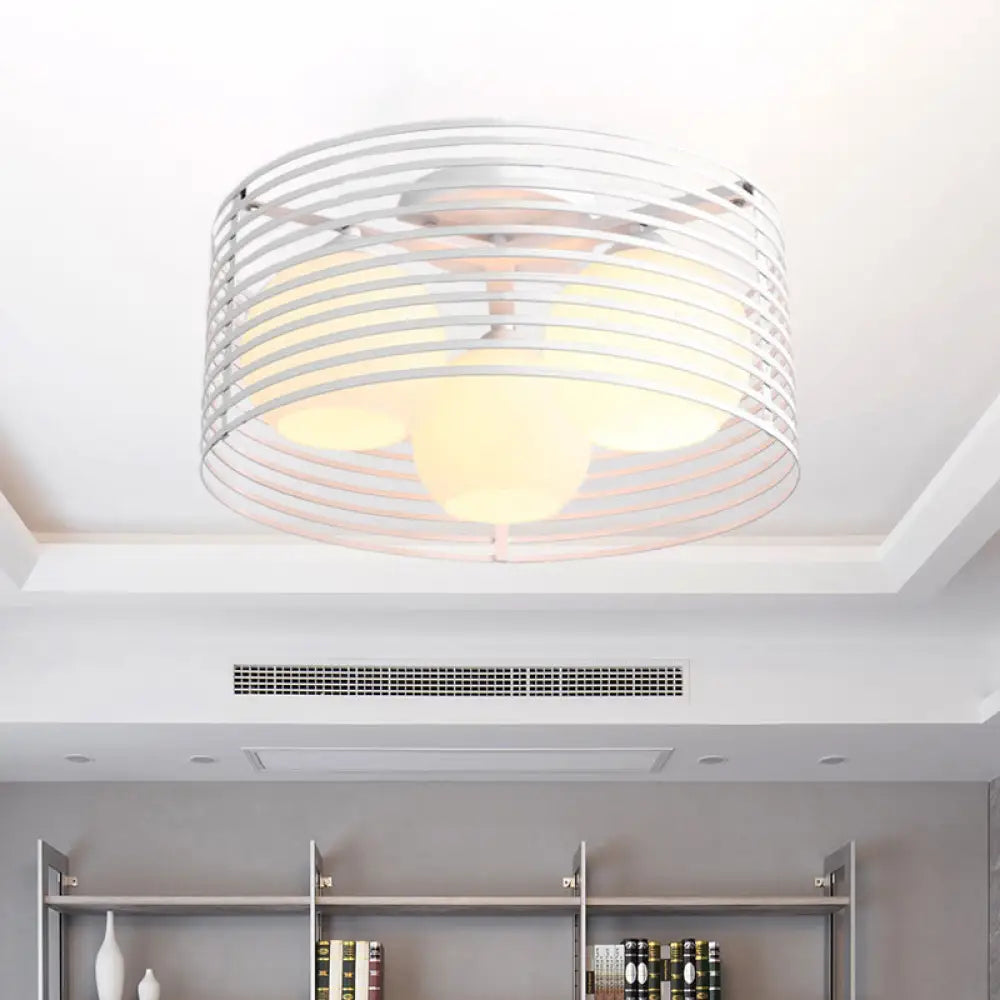 Lámpara de techo empotrada DecorBites™ Classic Globe de cristal lechoso con 3 luces - Blanco y negro - Ideal para la sala de estar