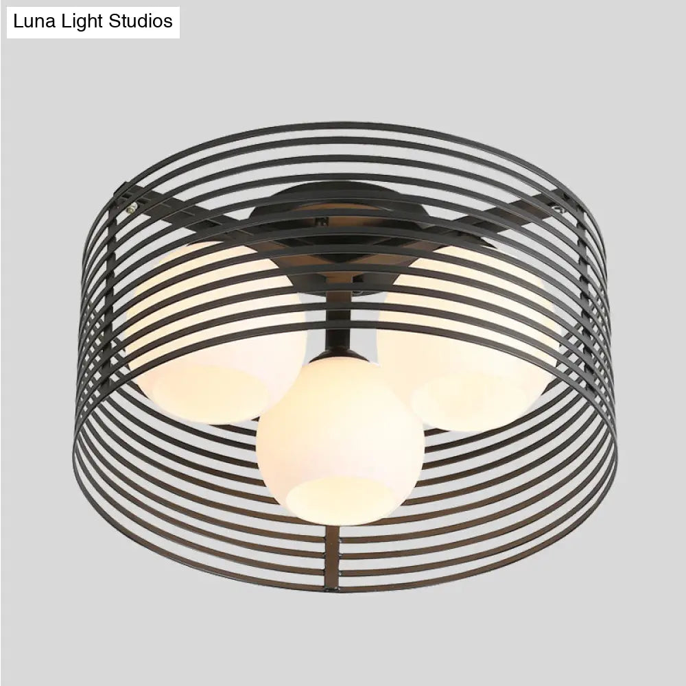 Lámpara de techo empotrada DecorBites™ Classic Globe de cristal lechoso con 3 luces - Blanco y negro - Ideal para la sala de estar