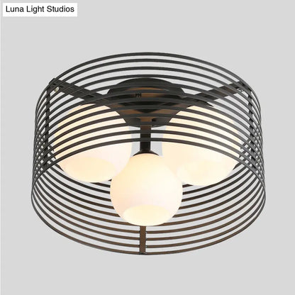 Lámpara de techo empotrada DecorBites™ Classic Globe de cristal lechoso con 3 luces - Blanco y negro - Ideal para la sala de estar