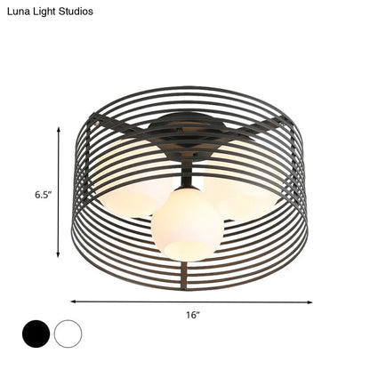 Lámpara de techo empotrada DecorBites™ Classic Globe de cristal lechoso con 3 luces - Blanco y negro - Ideal para la sala de estar