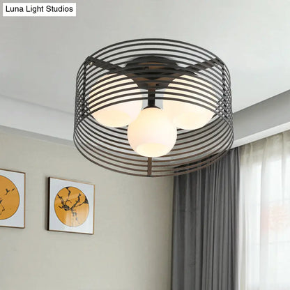 Lámpara de techo empotrada DecorBites™ Classic Globe de cristal lechoso con 3 luces - Blanco y negro - Ideal para la sala de estar