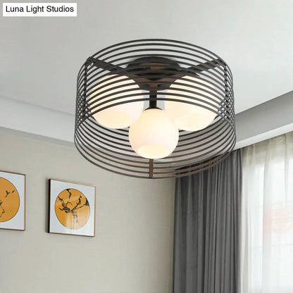 Lámpara de techo empotrada DecorBites™ Classic Globe de cristal lechoso con 3 luces - Blanco y negro - Ideal para la sala de estar