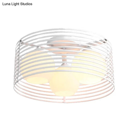 Lámpara de techo empotrada DecorBites™ Classic Globe de cristal lechoso con 3 luces - Blanco y negro - Ideal para la sala de estar