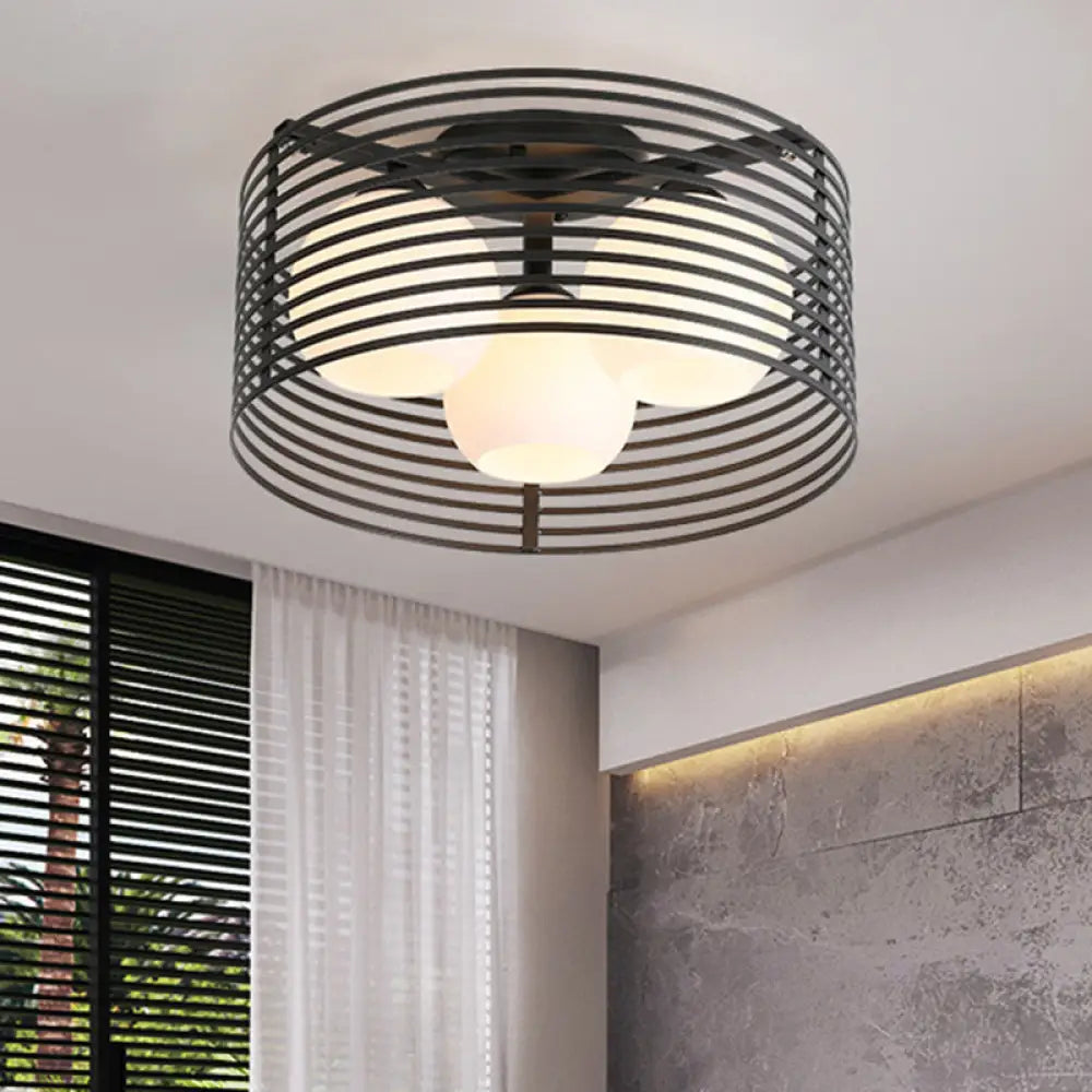 Lámpara de techo empotrada DecorBites™ Classic Globe de cristal lechoso con 3 luces - Blanco y negro - Ideal para la sala de estar