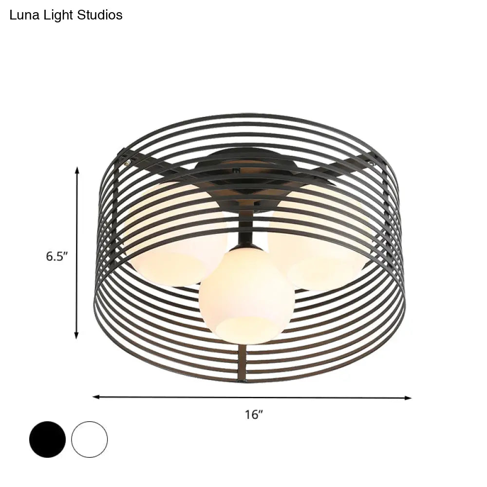 Lámpara de techo empotrada DecorBites™ Classic Globe de cristal lechoso con 3 luces - Blanco y negro - Ideal para la sala de estar