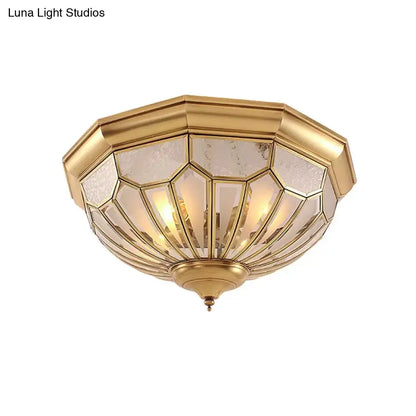 ديكوربايتس™ مصباح غرفة نوم كلاسيكي ذهبي مدمج مع غطاء زجاجي مصنفر وإضاءة متعددة (18 بوصة/21 بوصة/23.5 بوصة)