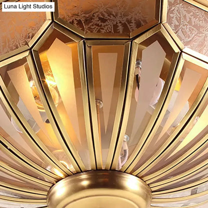 ديكوربايتس™ مصباح غرفة نوم كلاسيكي ذهبي مدمج مع غطاء زجاجي مصنفر وإضاءة متعددة (18 بوصة/21 بوصة/23.5 بوصة)