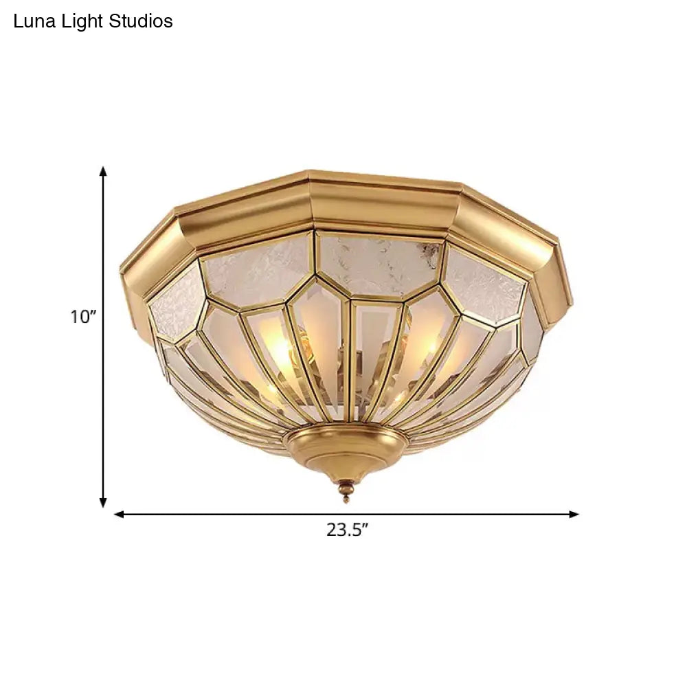 ديكوربايتس™ مصباح غرفة نوم كلاسيكي ذهبي مدمج مع غطاء زجاجي مصنفر وإضاءة متعددة (18 بوصة/21 بوصة/23.5 بوصة)