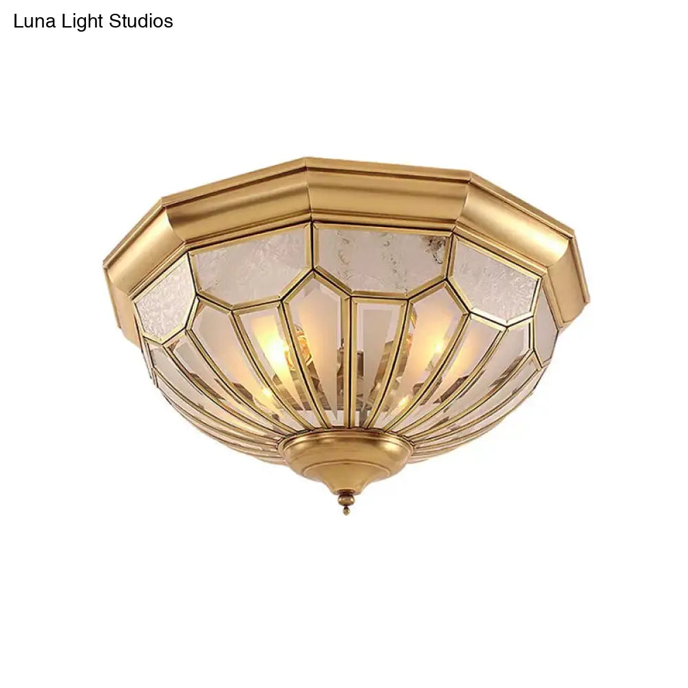 ديكوربايتس™ مصباح غرفة نوم كلاسيكي ذهبي مدمج مع غطاء زجاجي مصنفر وإضاءة متعددة (18 بوصة/21 بوصة/23.5 بوصة)