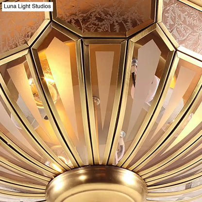 ديكوربايتس™ مصباح غرفة نوم كلاسيكي ذهبي مدمج مع غطاء زجاجي مصنفر وإضاءة متعددة (18 بوصة/21 بوصة/23.5 بوصة)