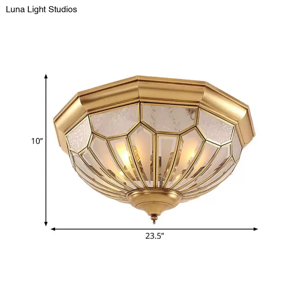 ديكوربايتس™ مصباح غرفة نوم كلاسيكي ذهبي مدمج مع غطاء زجاجي مصنفر وإضاءة متعددة (18 بوصة/21 بوصة/23.5 بوصة)