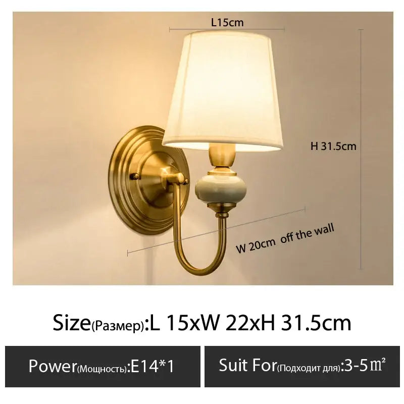 Antique brass wall light with cream fabric cloth cover shade and marble accent for classic decorbites cloth cover wall decor