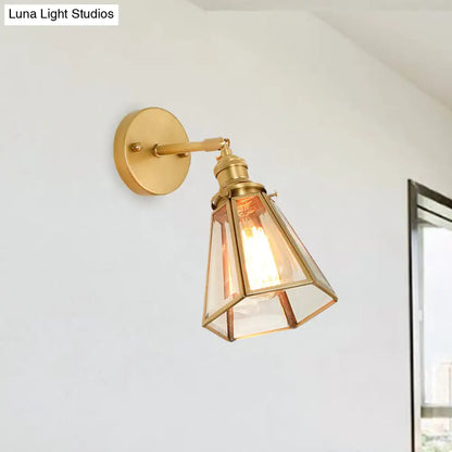 Aplique de pared clásico dorado estilo colonial: Lámpara de pared de cristal transparente con o sin cadena.