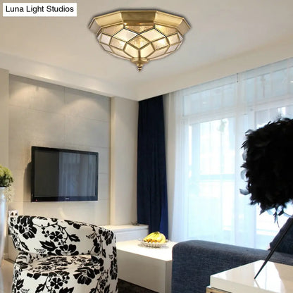 Lámpara de techo empotrada DecorBites™ Classic Gold con cristal prismático – 3/5 luces, 45,7 cm/54,6 cm para dormitorio