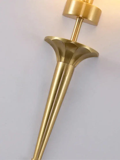 Classic gold fluted wall lamp with fabric shade resembling an elegant candlestick for bedroom decorbites copper wall lamp