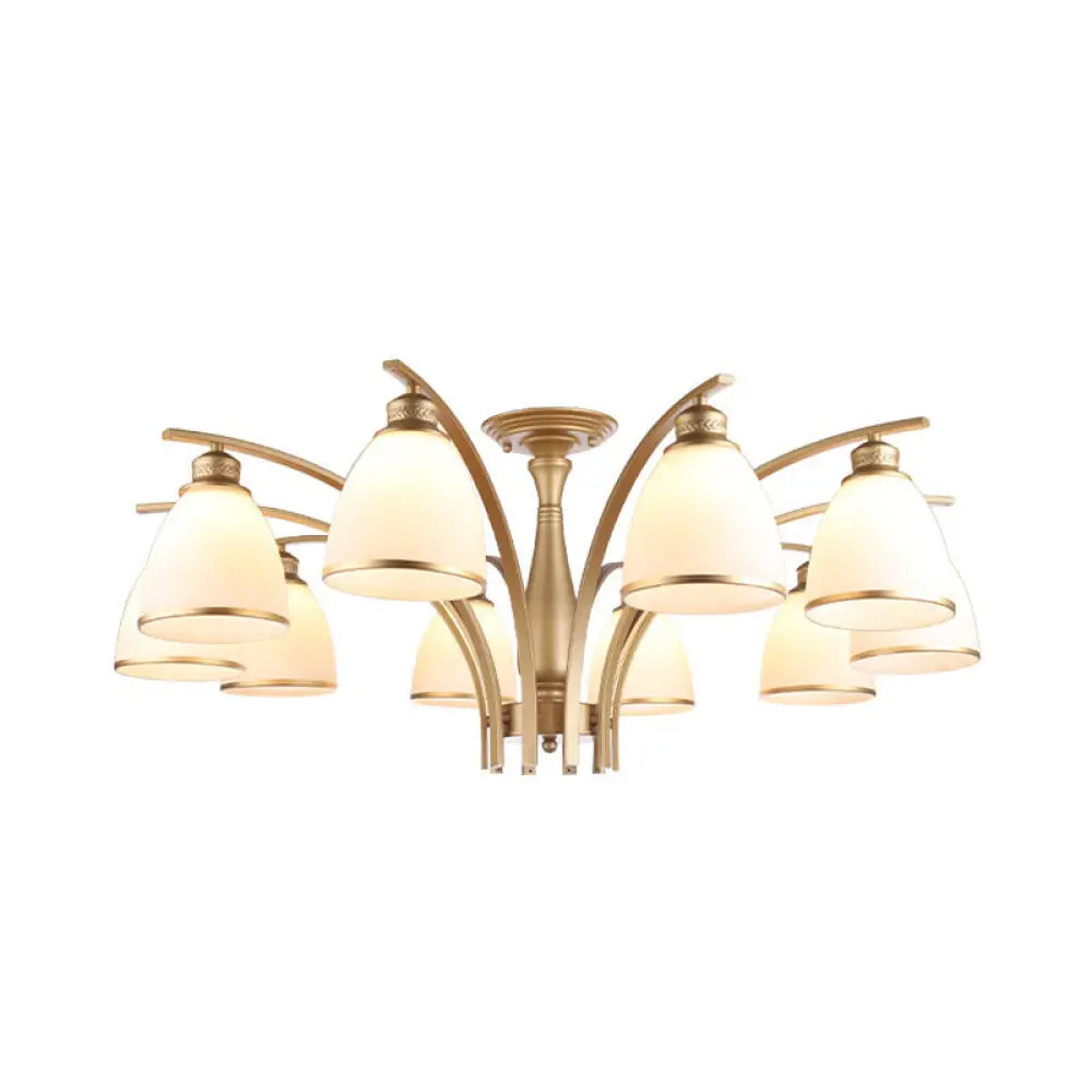 Lámpara de techo semiempotrada DecorBites™ Classic Gold con pantallas de cristal opalino – 3/5/8 luces para sala de estar