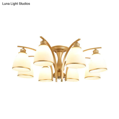 Lámpara de techo semiempotrada DecorBites™ Classic Gold con pantallas de cristal opalino – 3/5/8 luces para sala de estar