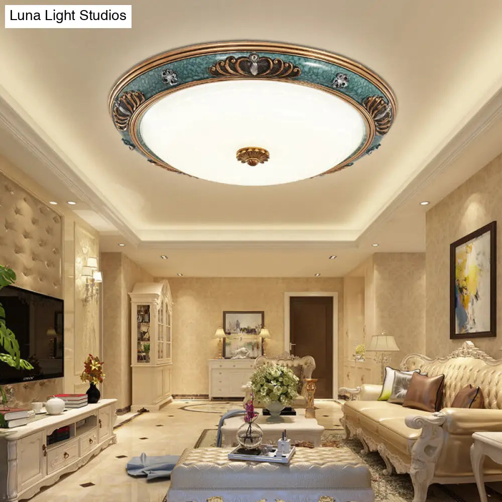 Lámpara de techo LED verde clásica DecorBites™ con cristal opalino, ideal para la iluminación del techo del salón.