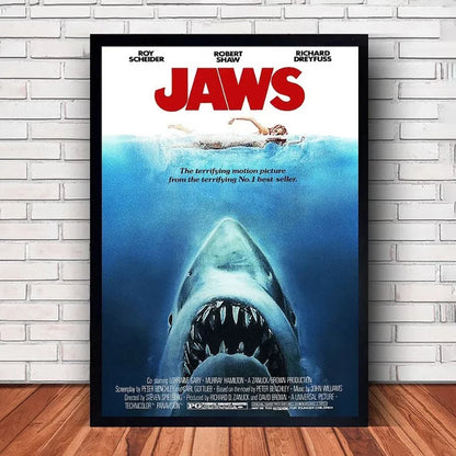 Classic JAWS Movie Poster Canvas Wall Art - SW8736 / (A3)30x42cm Unframed - Posters