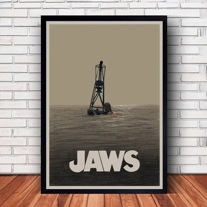 Classic JAWS Movie Poster Canvas Wall Art - SW8743 / (A4)21X30cm Unframed - Posters