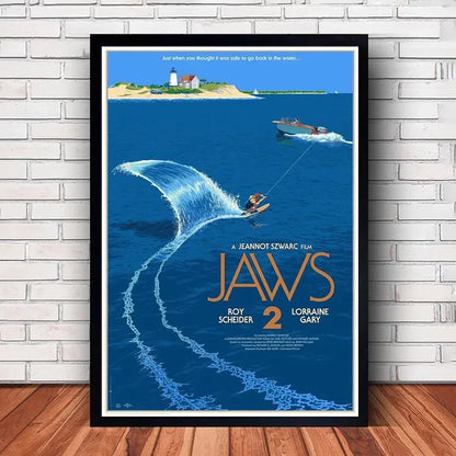 Classic JAWS Movie Poster Canvas Wall Art - SW8744 / (A3)30x42cm Unframed - Posters