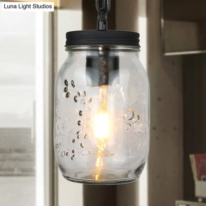 DecorBites™ Classic Mason Jar Hanging Ceiling Light Pendant Lighting in Black