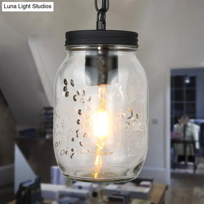 DecorBites™ Classic Mason Jar Hanging Ceiling Light Pendant Lighting in Black