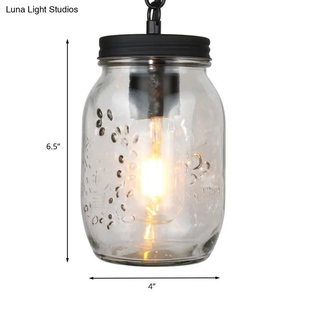 DecorBites™ Classic Mason Jar Hanging Ceiling Light Pendant Lighting in Black