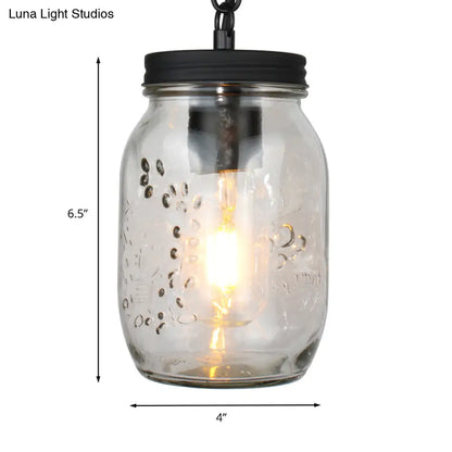 DecorBites™ Classic Mason Jar Hanging Ceiling Light Pendant Lighting in Black