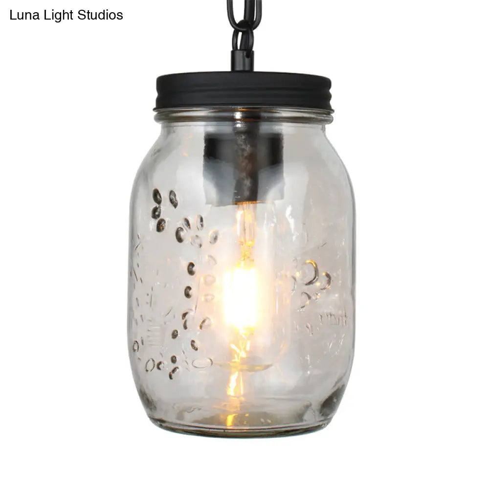 DecorBites™ Classic Mason Jar Hanging Ceiling Light Pendant Lighting in Black