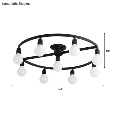 DecorBites™ Classic Metal Semi-Flush Mount Ceiling Light with 7/9 Black Bare Bulbs for Living Room