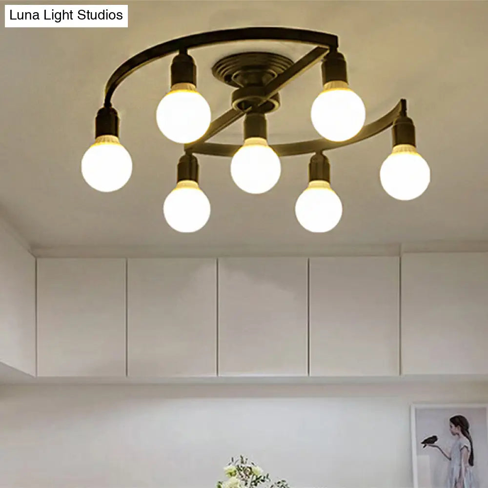 DecorBites™ Classic Metal Semi-Flush Mount Ceiling Light with 7/9 Black Bare Bulbs for Living Room