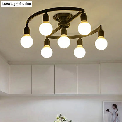 DecorBites™ Classic Metal Semi-Flush Mount Ceiling Light with 7/9 Black Bare Bulbs for Living Room