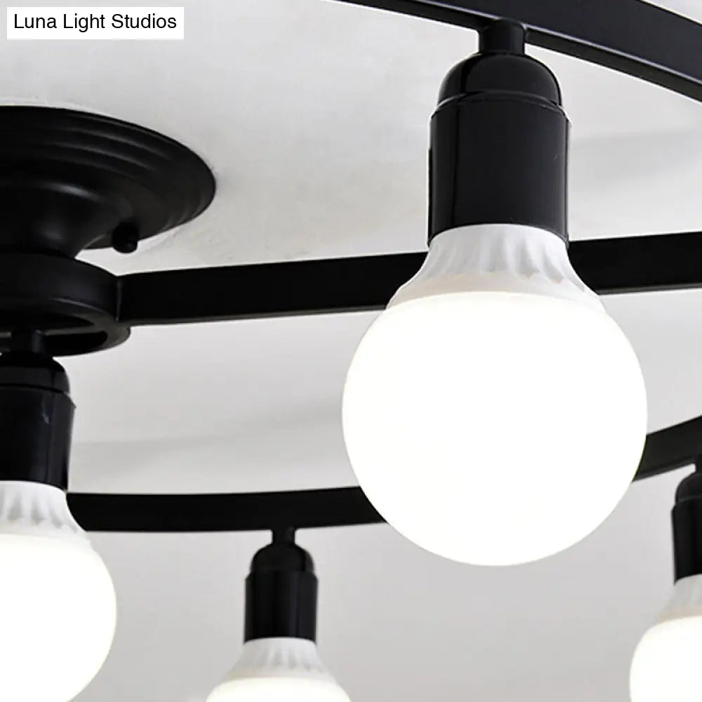 DecorBites™ Classic Metal Semi-Flush Mount Ceiling Light with 7/9 Black Bare Bulbs for Living Room