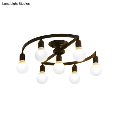 DecorBites™ Classic Metal Semi-Flush Mount Ceiling Light with 7/9 Black Bare Bulbs for Living Room