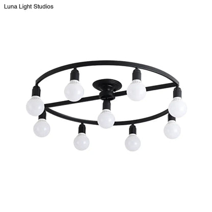 DecorBites™ Classic Metal Semi-Flush Mount Ceiling Light with 7/9 Black Bare Bulbs for Living Room