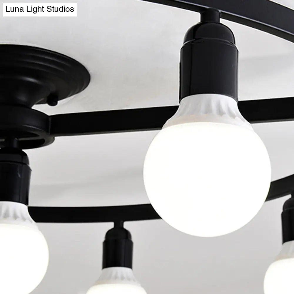 DecorBites™ Classic Metal Semi-Flush Mount Ceiling Light with 7/9 Black Bare Bulbs for Living Room
