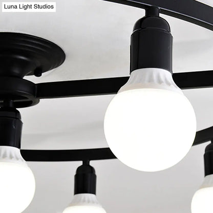 DecorBites™ Classic Metal Semi-Flush Mount Ceiling Light with 7/9 Black Bare Bulbs for Living Room