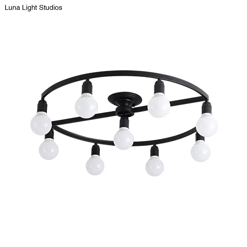 DecorBites™ Classic Metal Semi-Flush Mount Ceiling Light with 7/9 Black Bare Bulbs for Living Room