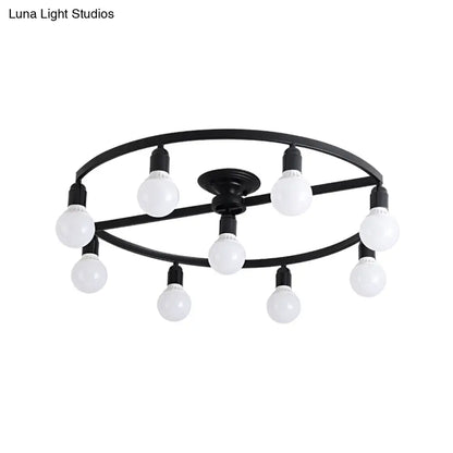 DecorBites™ Classic Metal Semi-Flush Mount Ceiling Light with 7/9 Black Bare Bulbs for Living Room