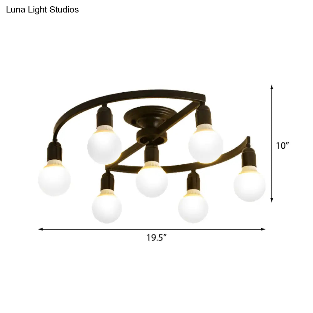 DecorBites™ Classic Metal Semi-Flush Mount Ceiling Light with 7/9 Black Bare Bulbs for Living Room