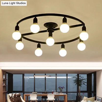 DecorBites™ Classic Metal Semi-Flush Mount Ceiling Light with 7/9 Black Bare Bulbs for Living Room