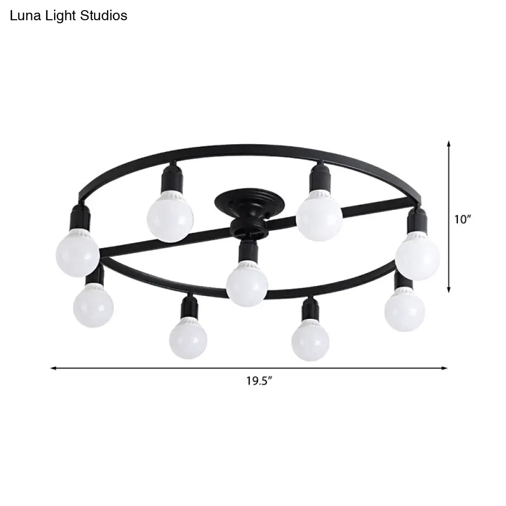 DecorBites™ Classic Metal Semi-Flush Mount Ceiling Light with 7/9 Black Bare Bulbs for Living Room