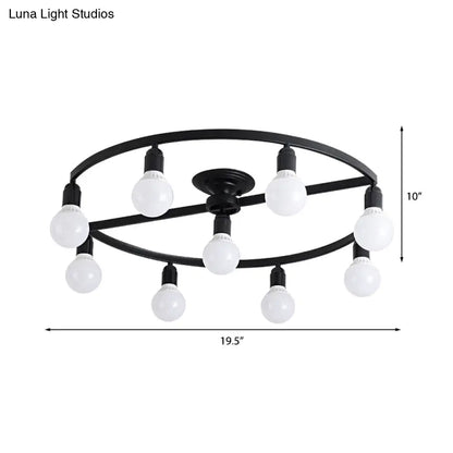 DecorBites™ Classic Metal Semi-Flush Mount Ceiling Light with 7/9 Black Bare Bulbs for Living Room