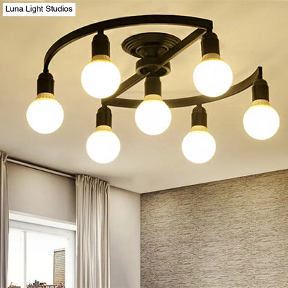 DecorBites™ Classic Metal Semi-Flush Mount Ceiling Light with 7/9 Black Bare Bulbs for Living Room